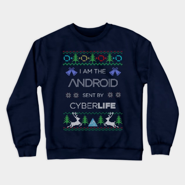 Detroit Become Human Ugly Christmas Sweater Crewneck Sweatshirt by bansheeinspace